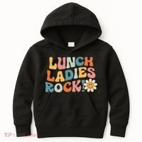 Lunch Ladies Rock! Retro Lunch Ladies Squad Cafeteria Crew Kids Hoodie thumb 0