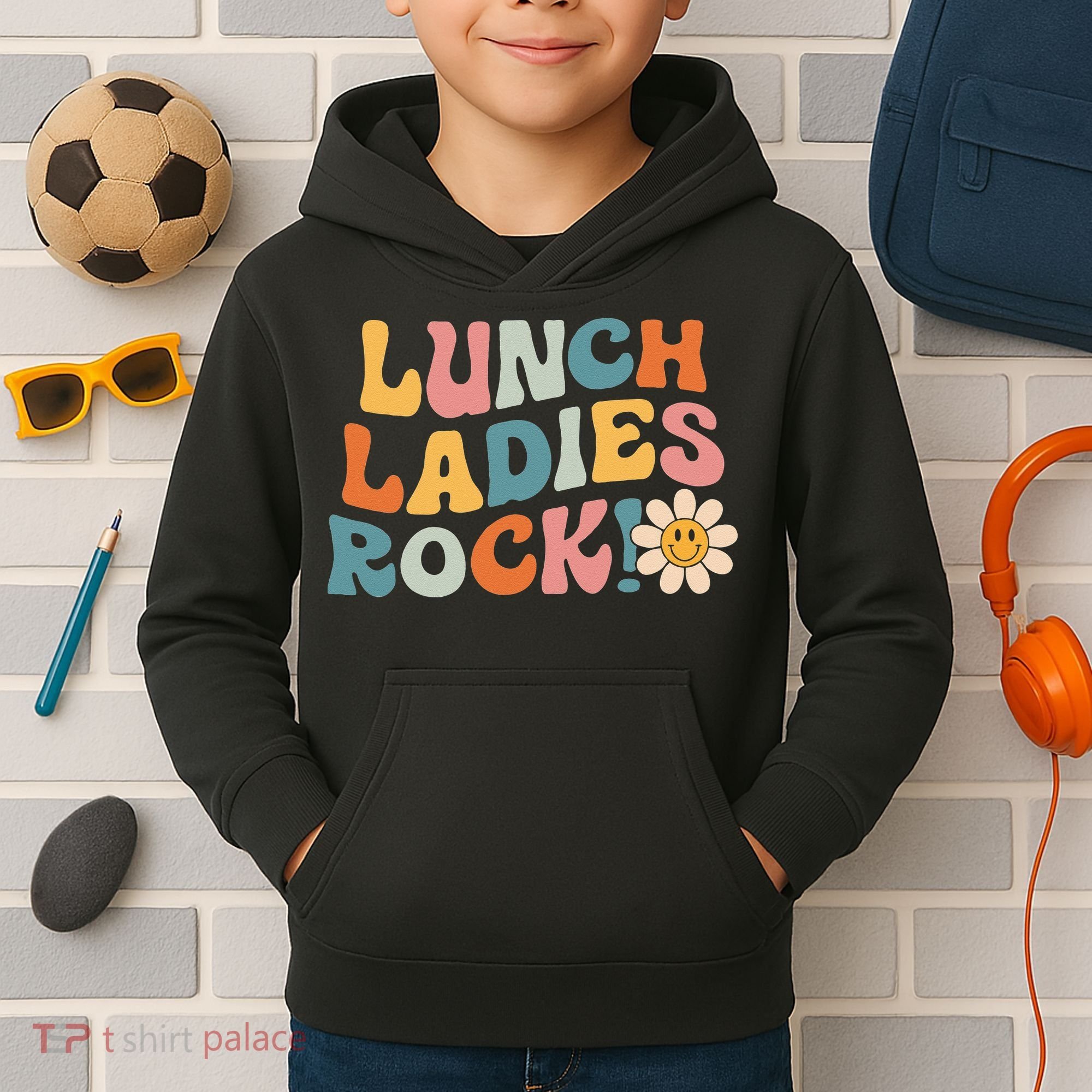 Lunch Ladies Rock! Retro Lunch Ladies Squad Cafeteria Crew Kids Hoodie