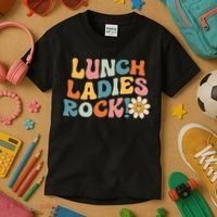 Lunch Ladies Rock! Retro Lunch Ladies Squad Cafeteria Crew Kids T-Shirt thumb 3