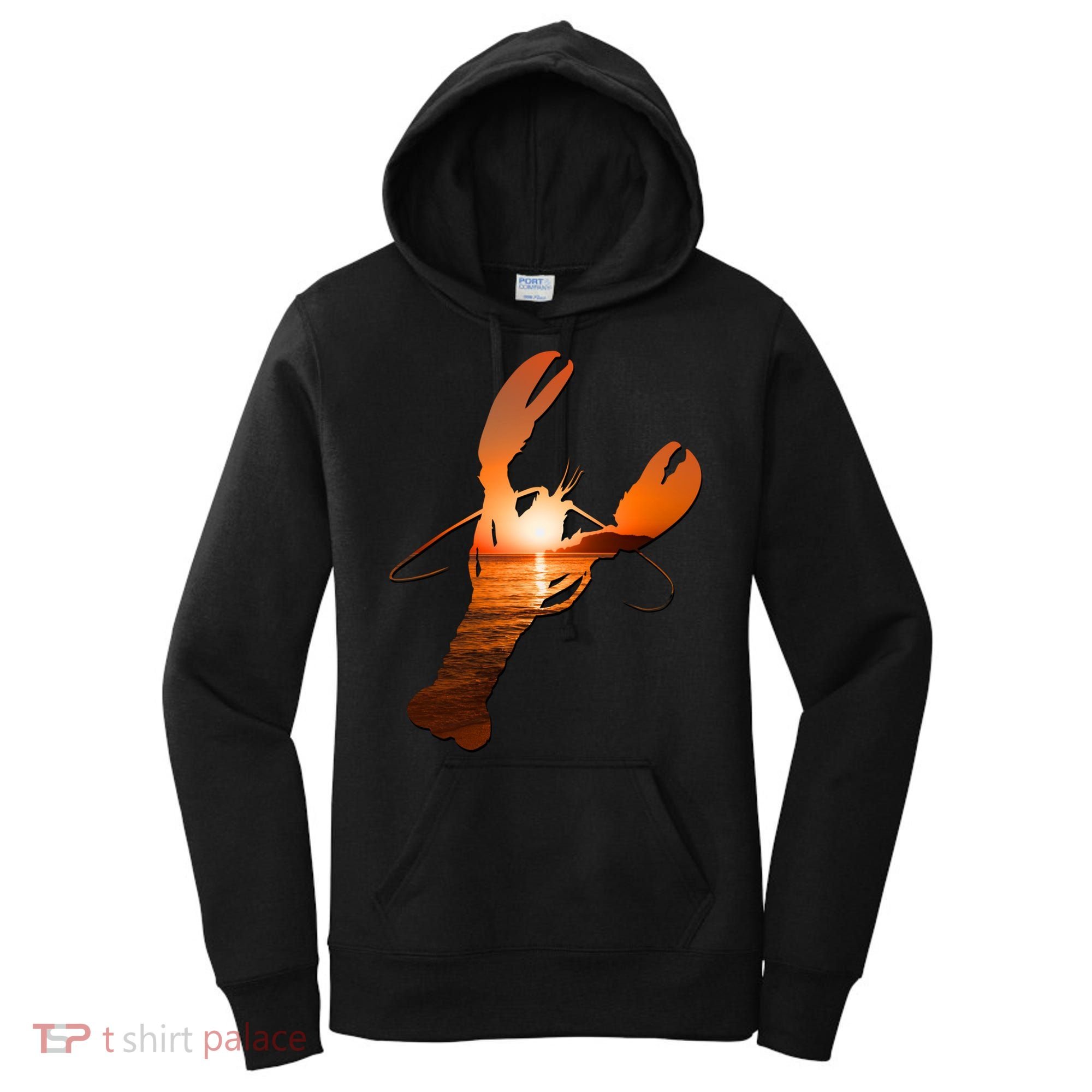 Lobster Lovers Silhouette Earth Day And Ocean Week Meaningful Gift Women's Hoodie