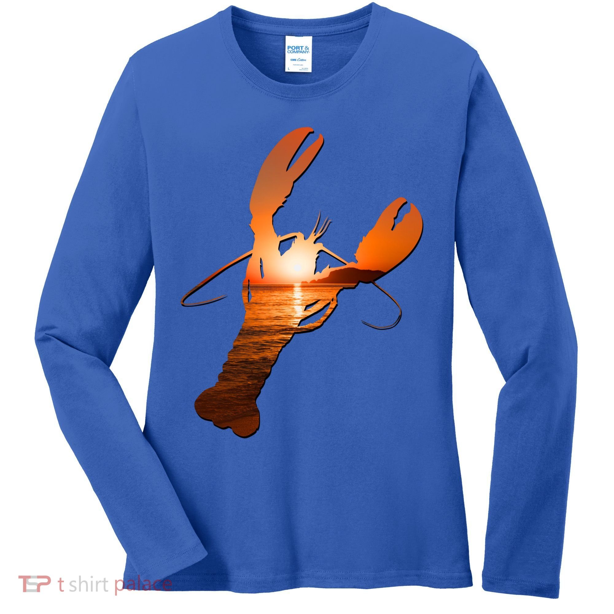 Lobster Lovers Silhouette Earth Day And Ocean Week Meaningful Gift Women's Long Sleeve Shirt