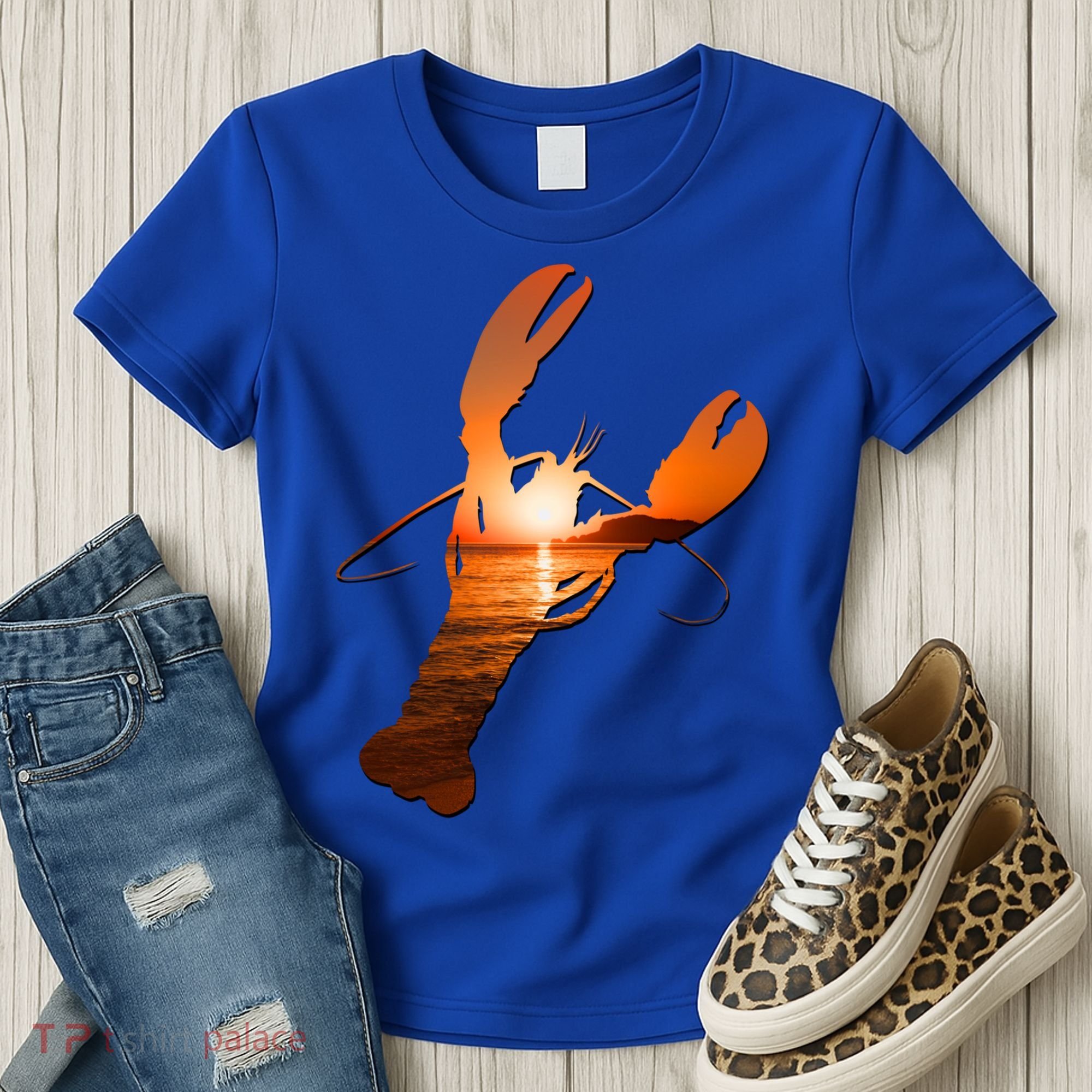 Lobster Lovers Silhouette Earth Day And Ocean Week Meaningful Gift Women's T-Shirt