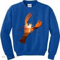 Lobster Lovers Silhouette Earth Day And Ocean Week Meaningful Gift Kids Sweatshirt thumb 0