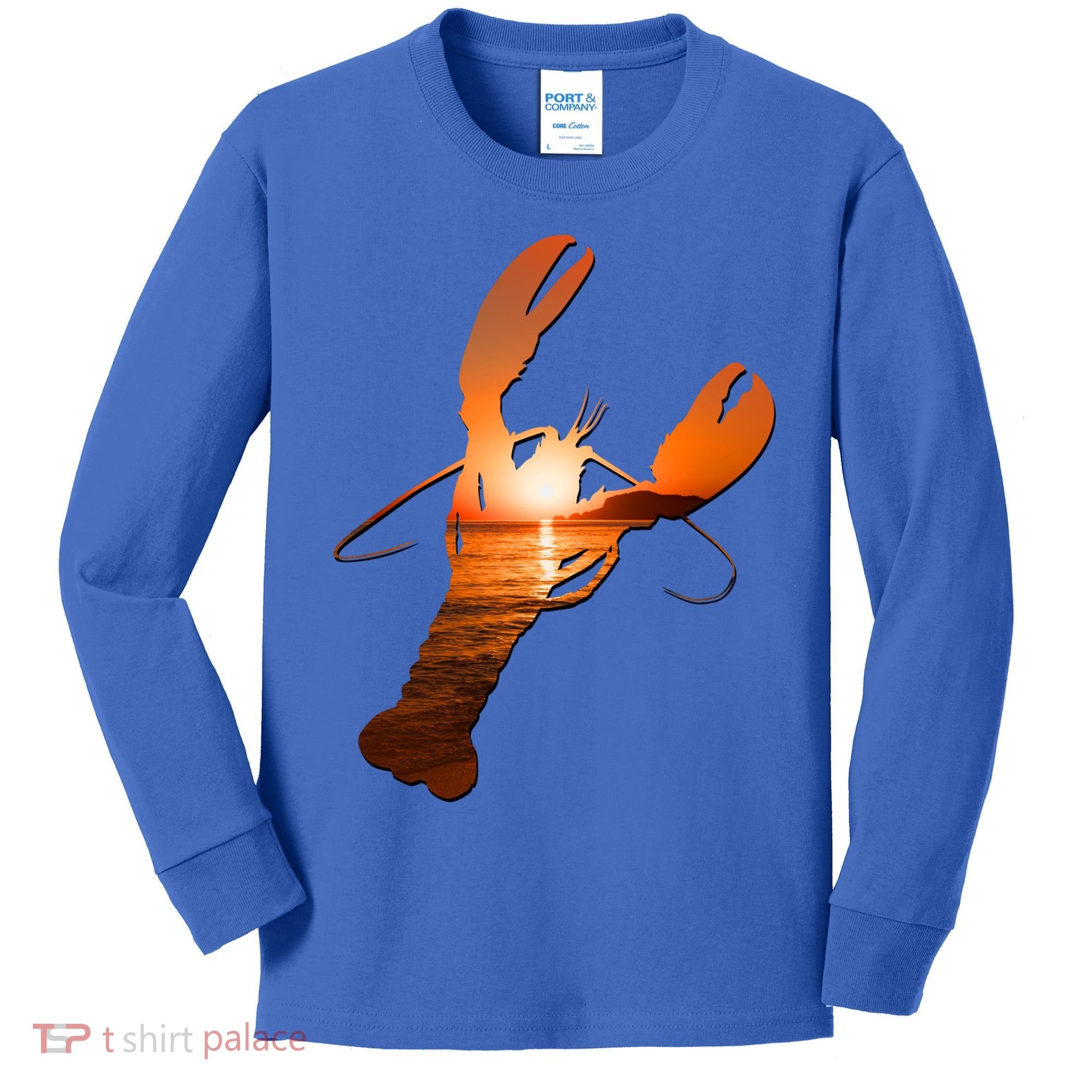 Lobster Lovers Silhouette Earth Day And Ocean Week Meaningful Gift Kids Long Sleeve Shirt