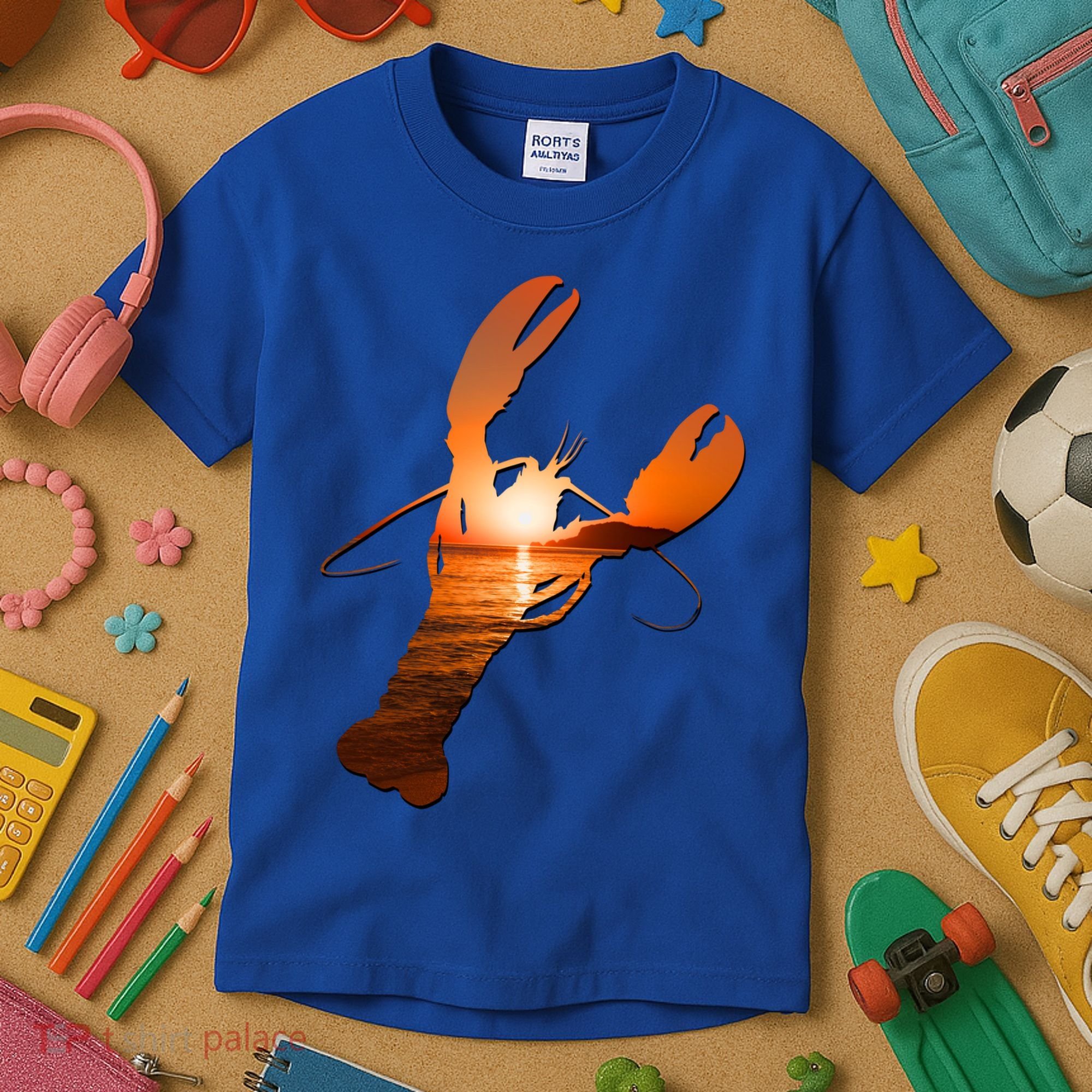 Lobster Lovers Silhouette Earth Day And Ocean Week Meaningful Gift Kids T-Shirt