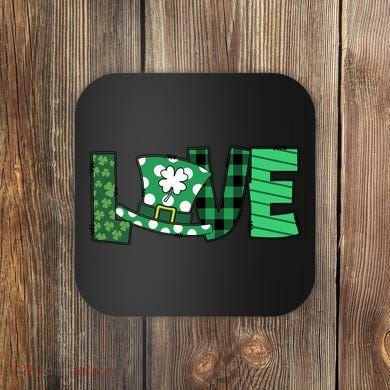 Love Leprechaun St Patricks Day Gift Cute Shamrock Coaster