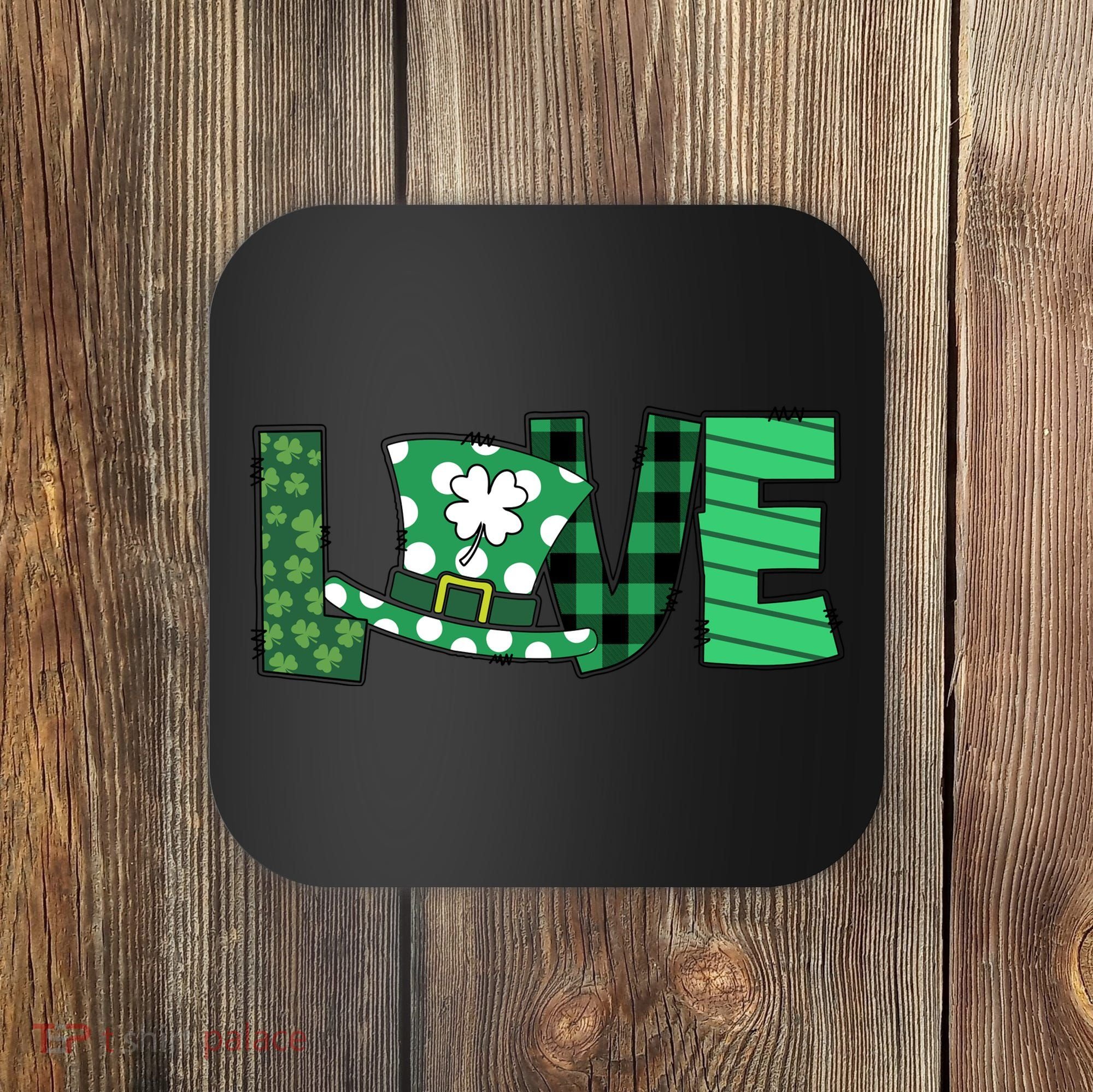 Love Leprechaun St Patricks Day Gift Cute Shamrock Coaster