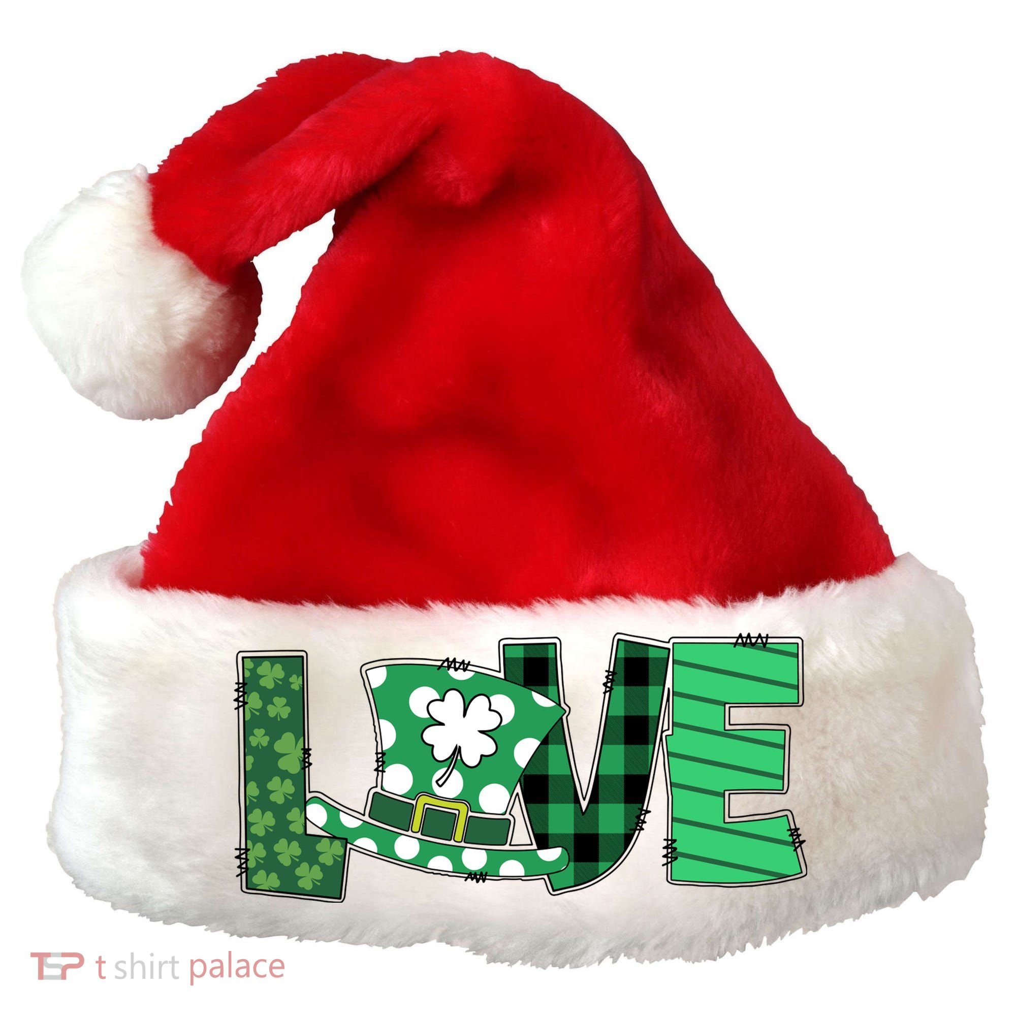 Love Leprechaun St Patricks Day Gift Cute Shamrock Santa Hat
