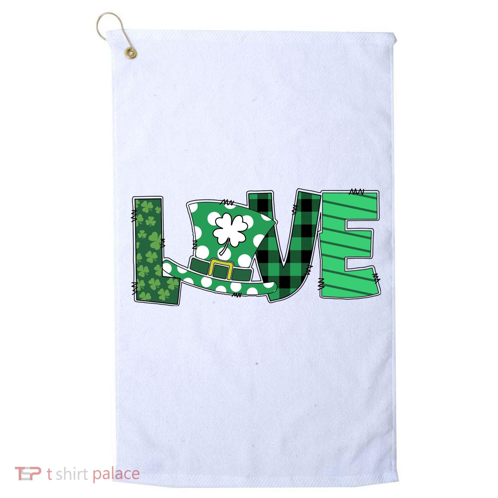 Love Leprechaun St Patricks Day Gift Cute Shamrock Golf Towel
