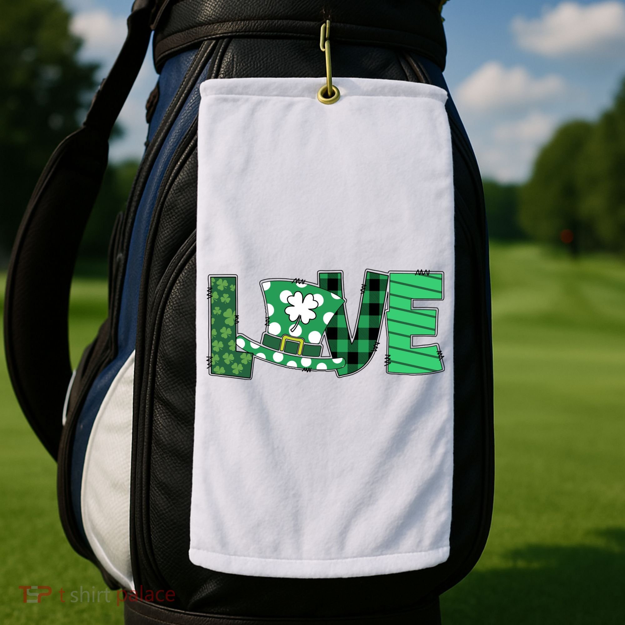 Love Leprechaun St Patricks Day Gift Cute Shamrock Golf Towel