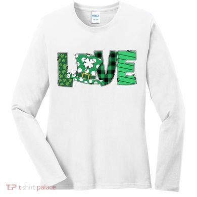 Love Leprechaun St Patricks Day Gift Cute Shamrock Women's Long Sleeve Shirt