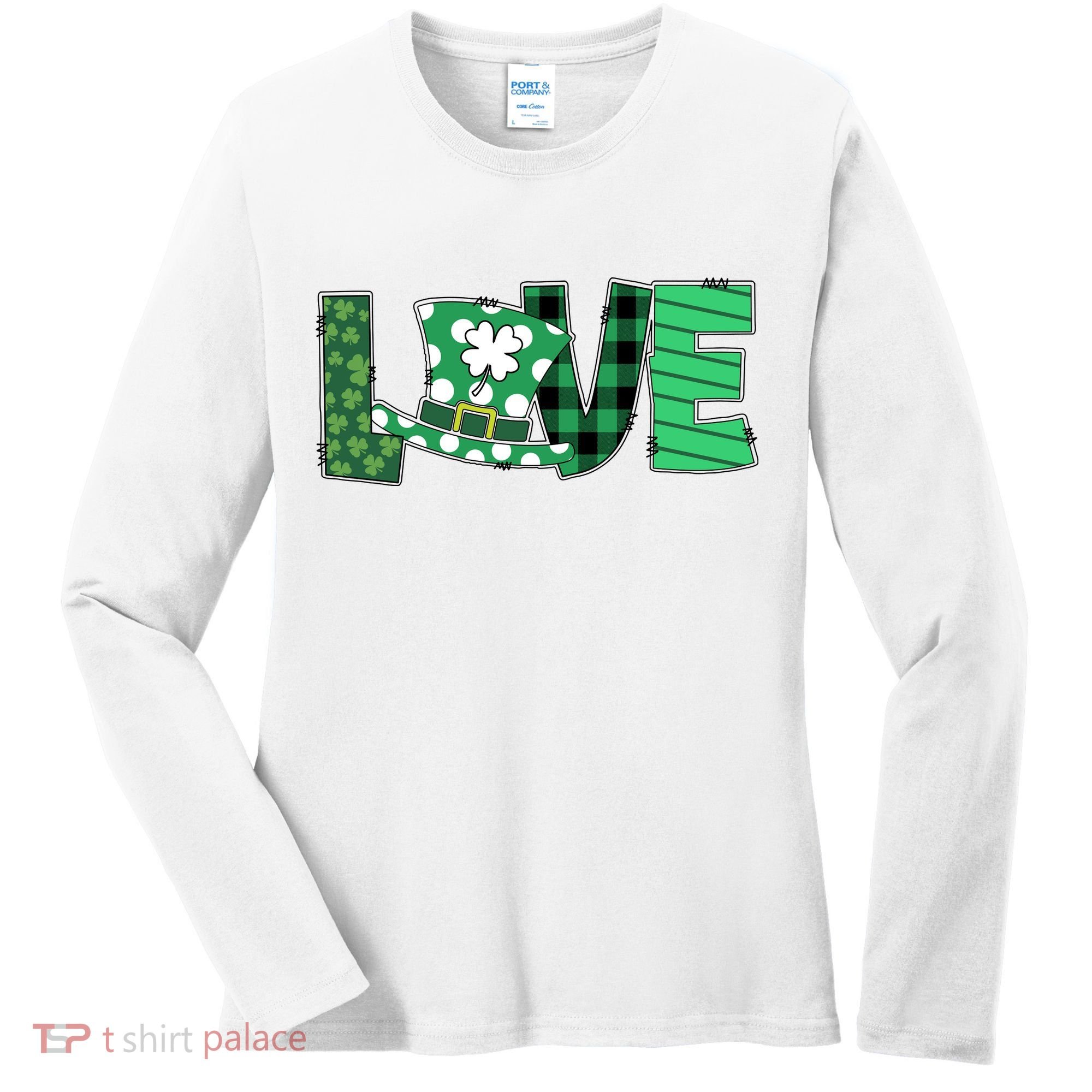 Love Leprechaun St Patricks Day Gift Cute Shamrock Women's Long Sleeve Shirt