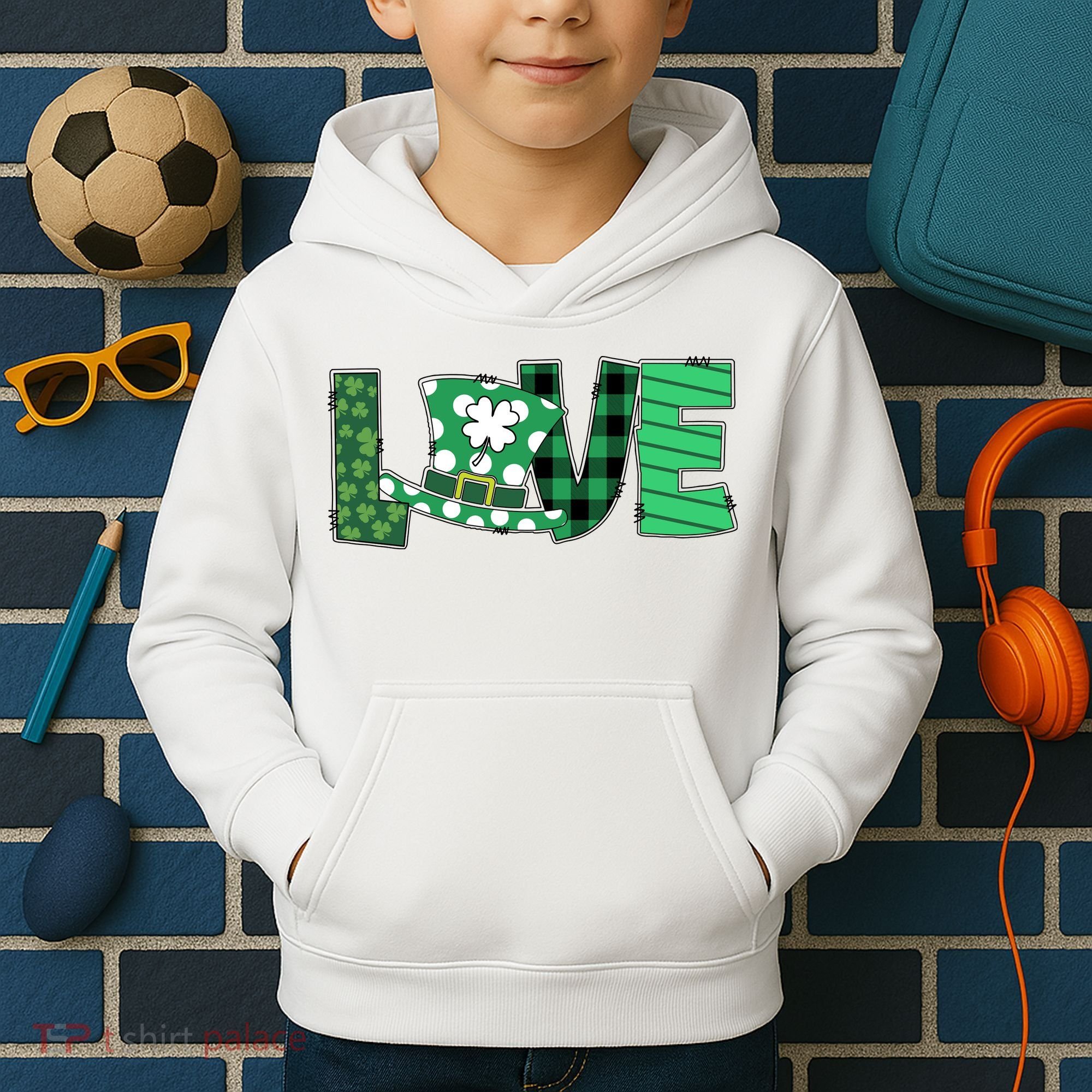 Love Leprechaun St Patricks Day Gift Cute Shamrock Kids Hoodie