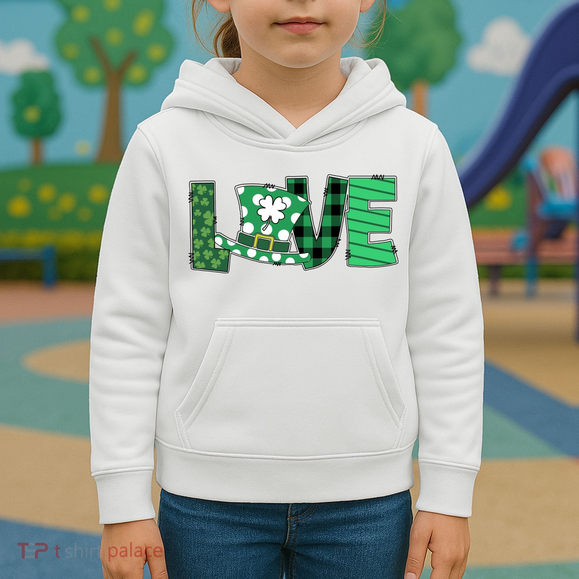 Love Leprechaun St Patricks Day Gift Cute Shamrock Kids Hoodie