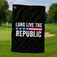 Long Live The Republic Patriotic American Flag Golf Towel thumb 1