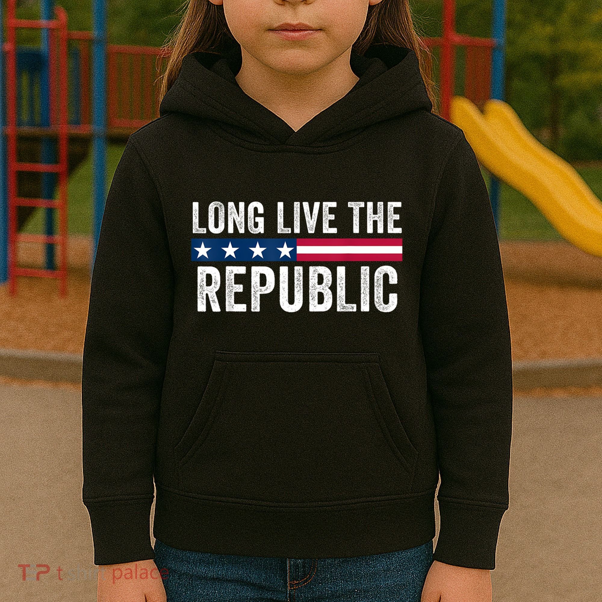Long Live The Republic Patriotic American Flag Kids Hoodie