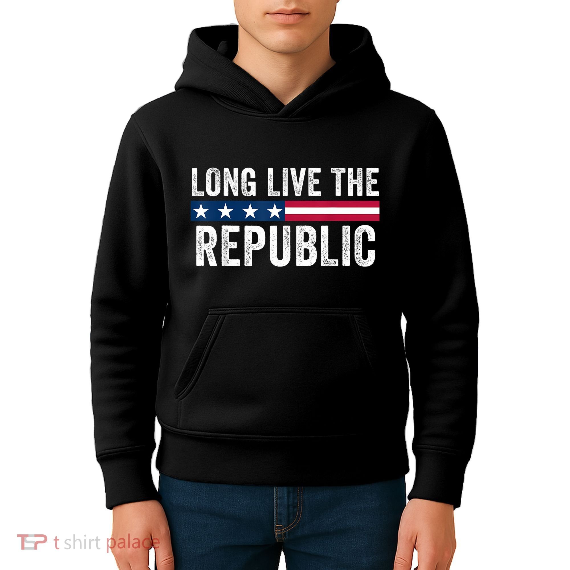 Long Live The Republic Patriotic American Flag Kids Hoodie
