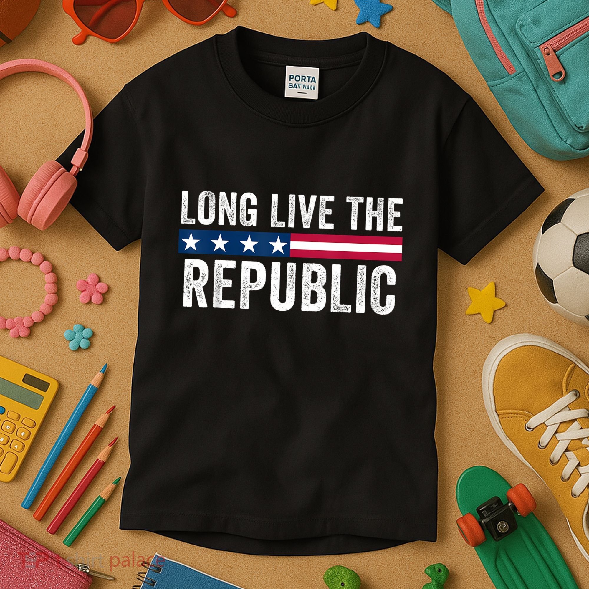 Long Live The Republic Patriotic American Flag Kids T-Shirt