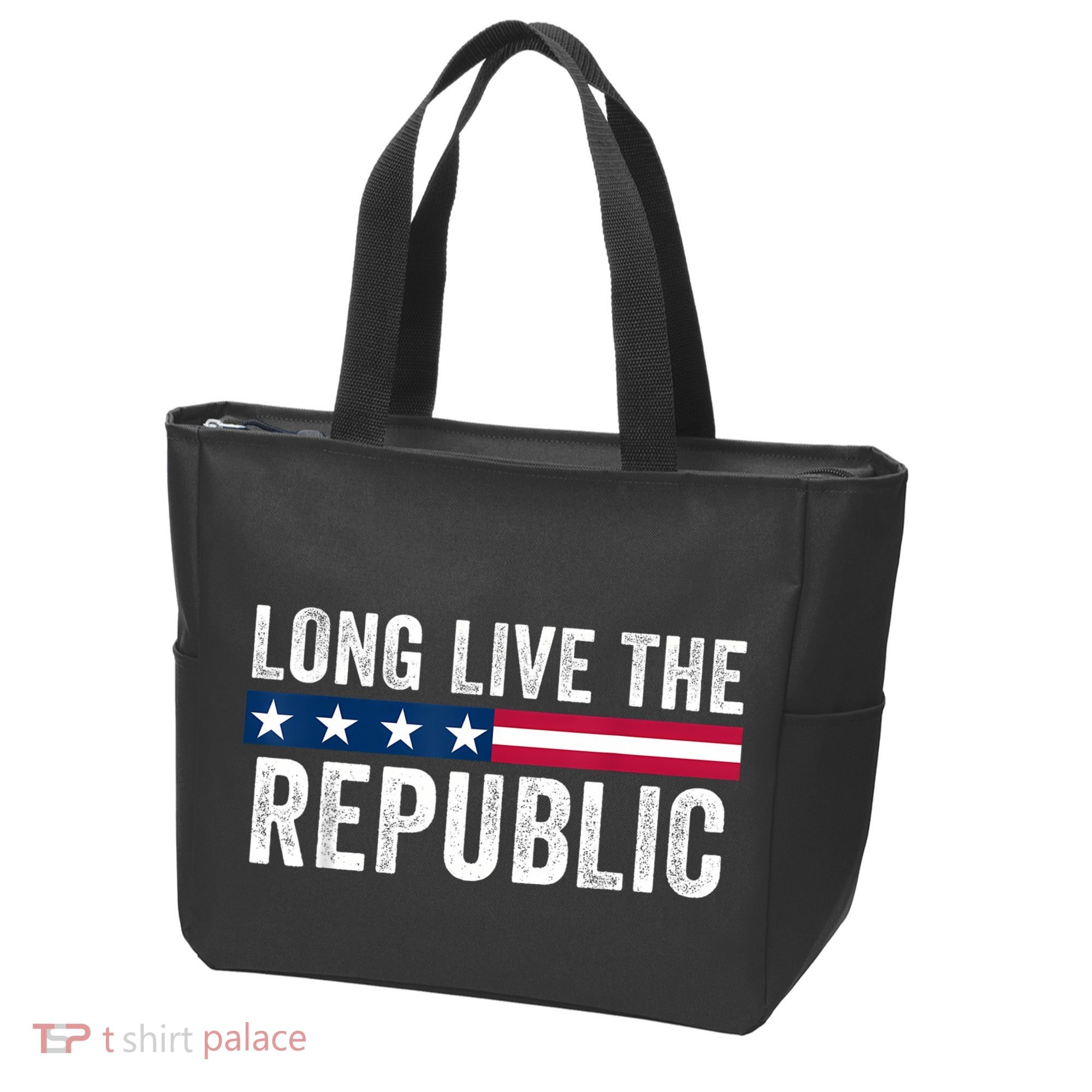 Long Live The Republic Patriotic American Flag Tote Bag