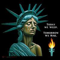 Lady Liberty Today We Weep Tomorrow We Rise For The Usa Stripe Pom Pom Beanie thumb 2