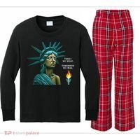 Lady Liberty Today We Weep Tomorrow We Rise For The Usa Kids Long Sleeve Plaid Pajama Set thumb 0