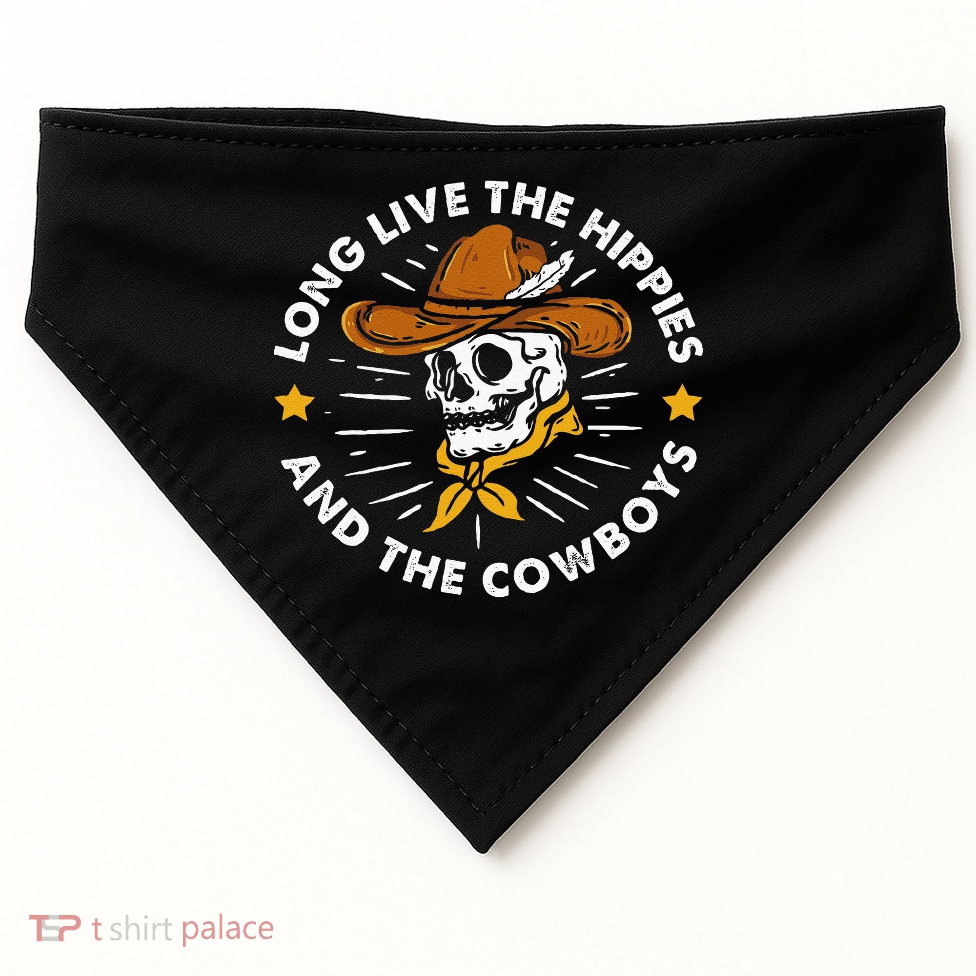 Long Live The Hippies And The Cowboys USA-Made Doggie Bandana