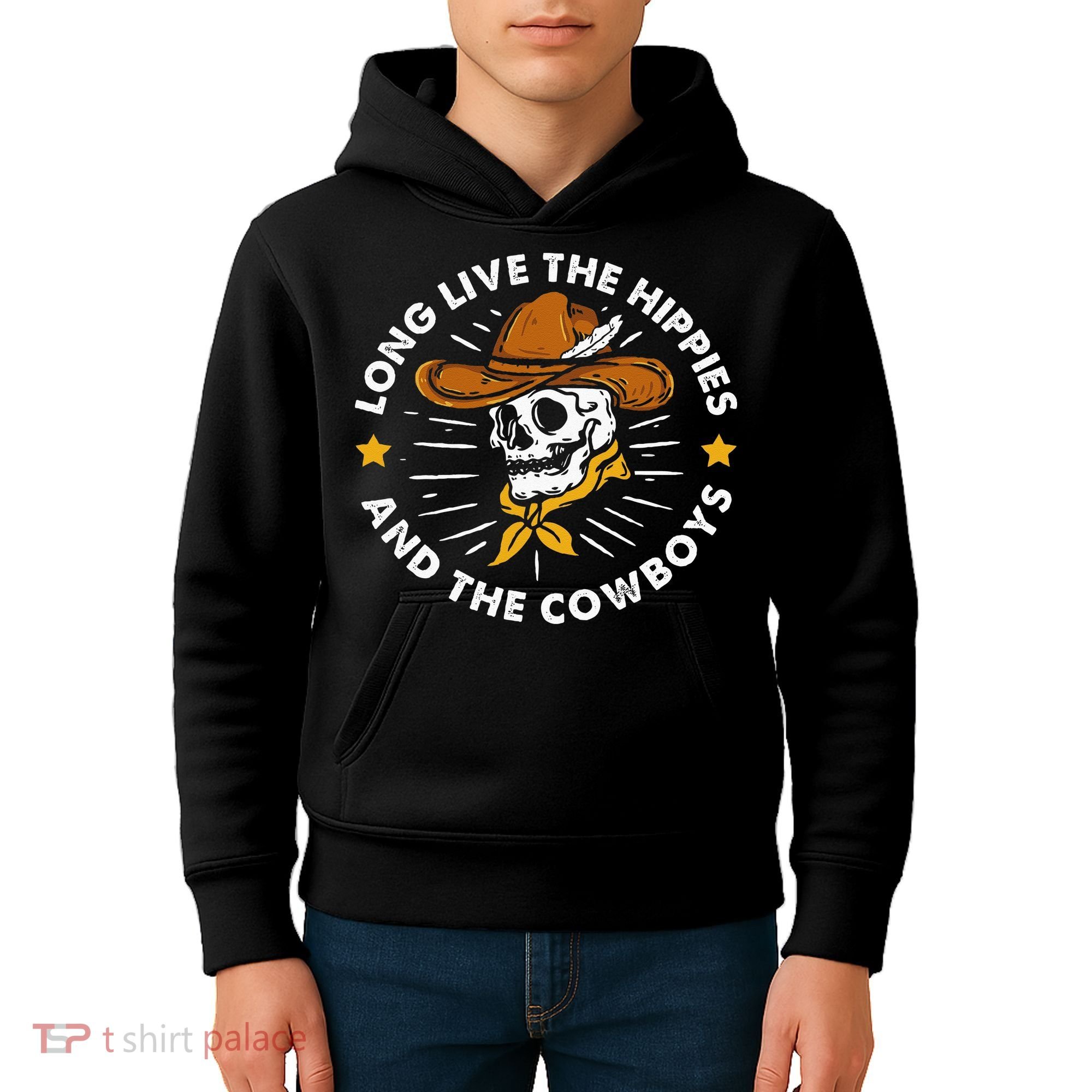Long Live The Hippies And The Cowboys Kids Hoodie