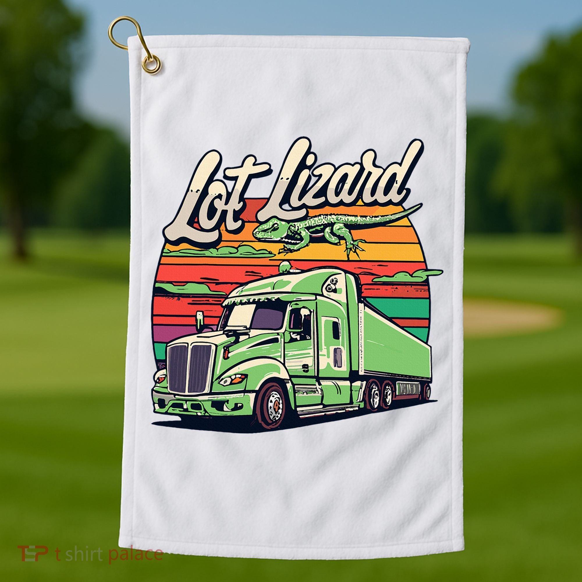 Lot Lizard Truck Driver Adventure Golf Towel