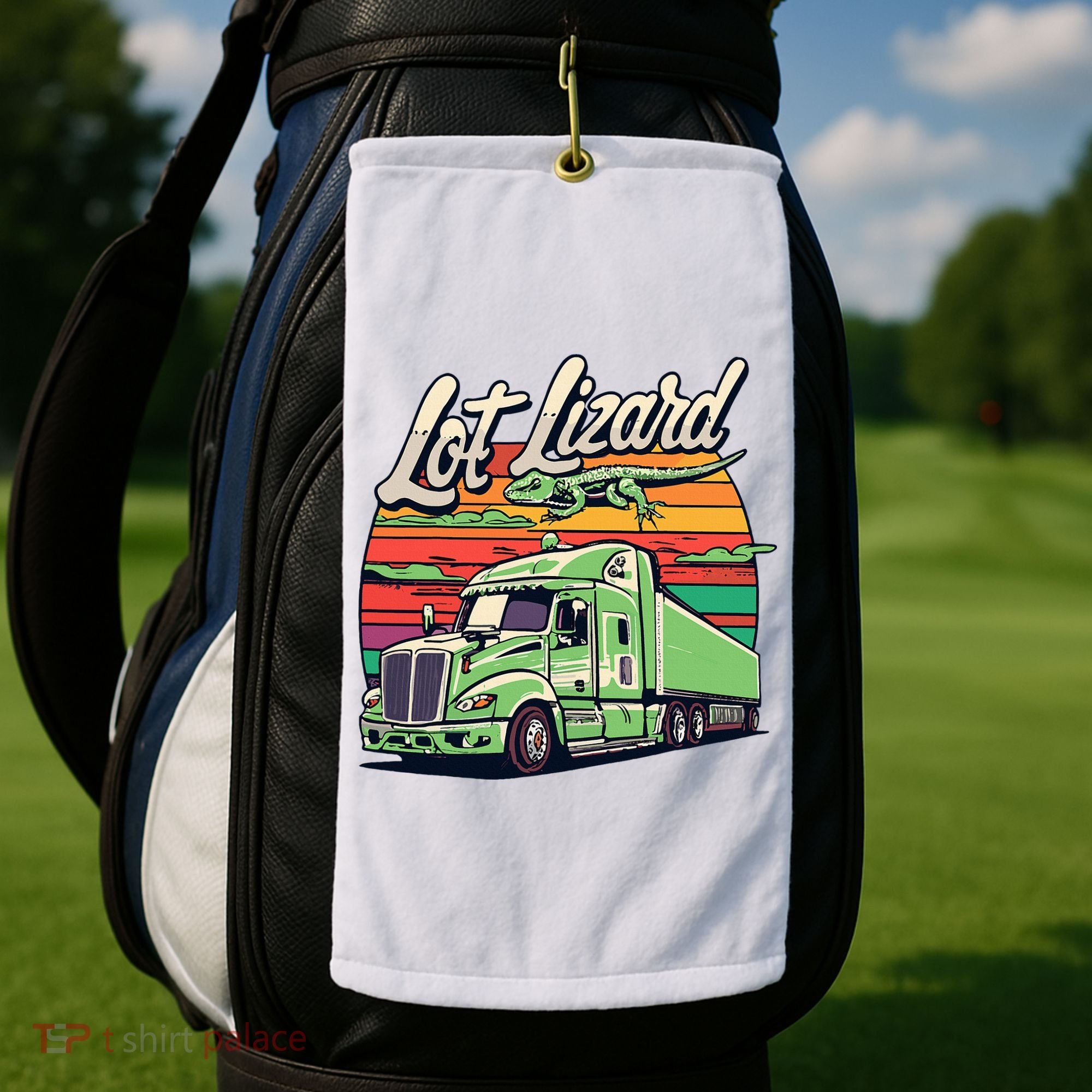 Lot Lizard Truck Driver Adventure Golf Towel