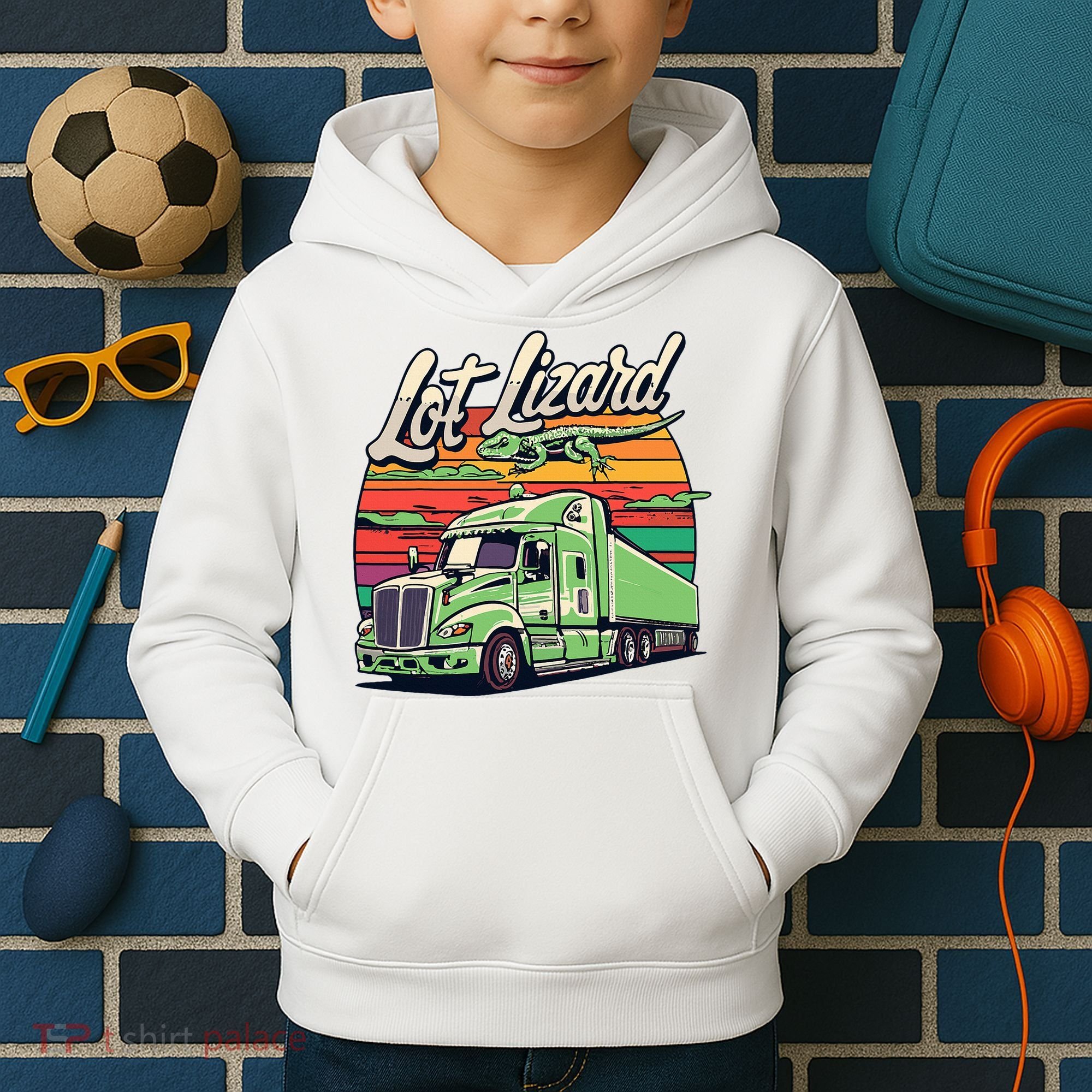 Lot Lizard Truck Driver Adventure Kids Hoodie