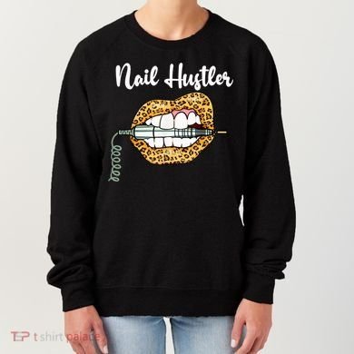 Leopard Lips With Nail Technician Drill Cool Nail Hustler Women's Sweatshirt