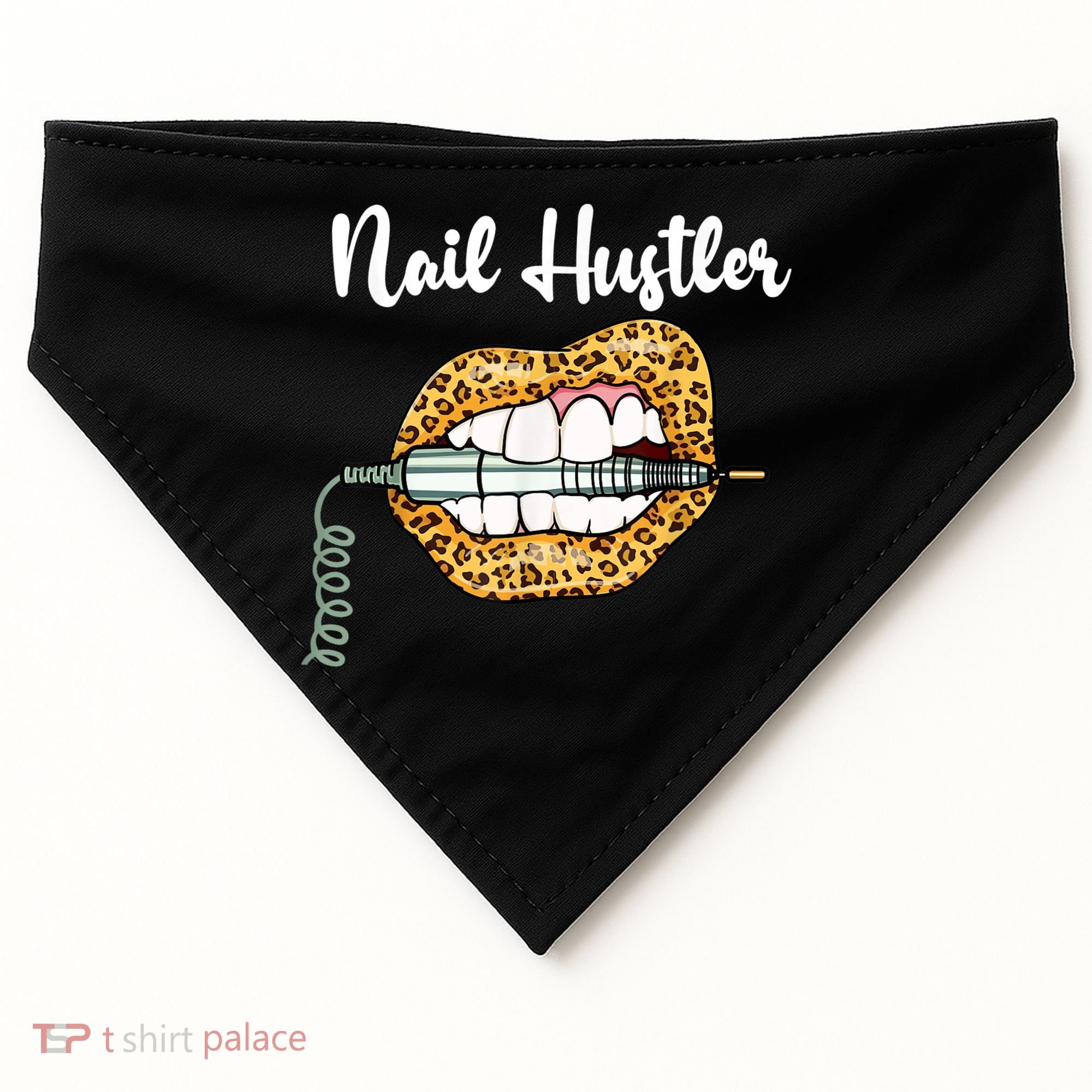 Leopard Lips With Nail Technician Drill Cool Nail Hustler USA-Made Doggie Bandana
