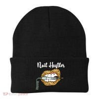 Leopard Lips With Nail Technician Drill Cool Nail Hustler Beanie thumb 0