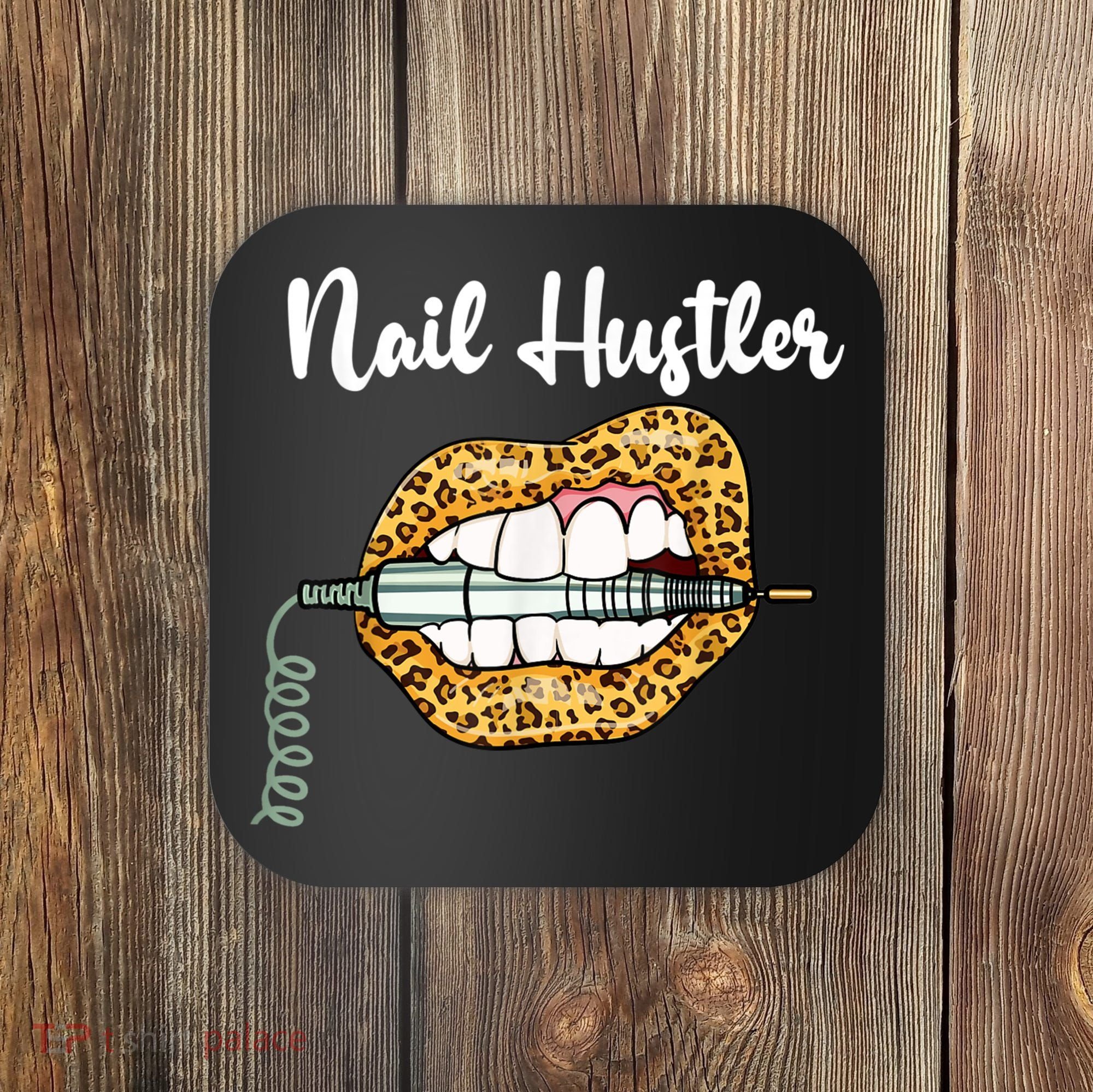 Leopard Lips With Nail Technician Drill Cool Nail Hustler Coaster