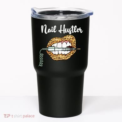 Leopard Lips With Nail Technician Drill Cool Nail Hustler Tumbler