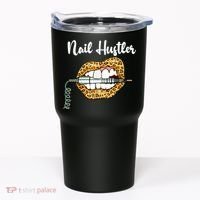 Leopard Lips With Nail Technician Drill Cool Nail Hustler Tumbler thumb 0