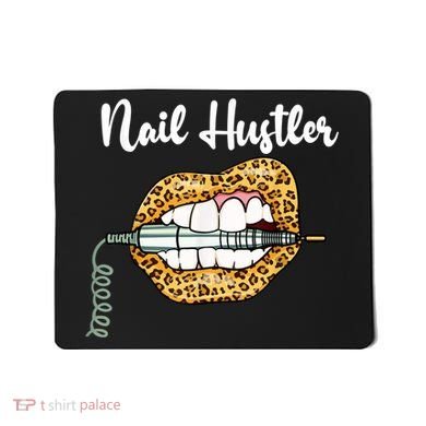 Leopard Lips With Nail Technician Drill Cool Nail Hustler Mousepad