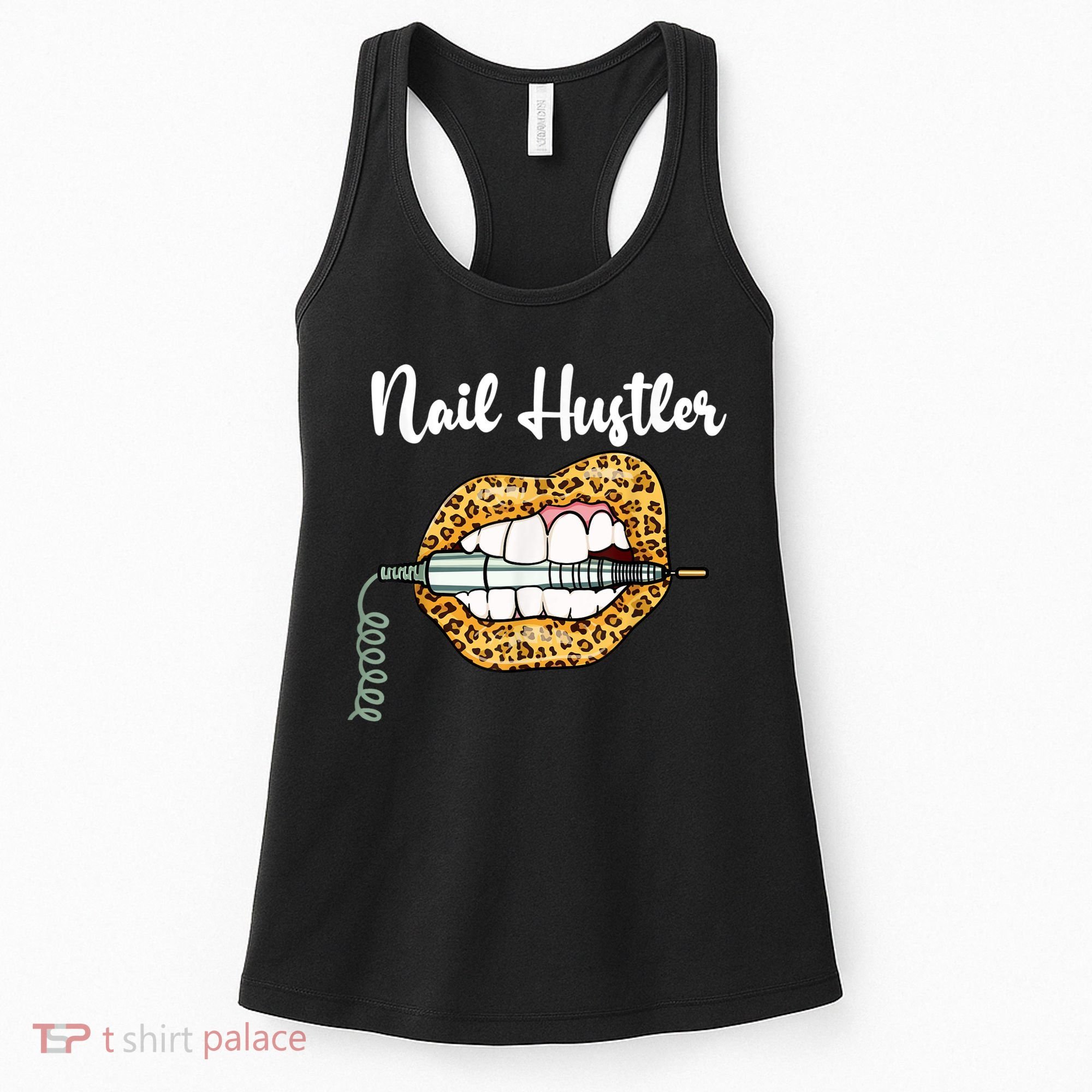 Leopard Lips With Nail Technician Drill Cool Nail Hustler Women's Tank Top