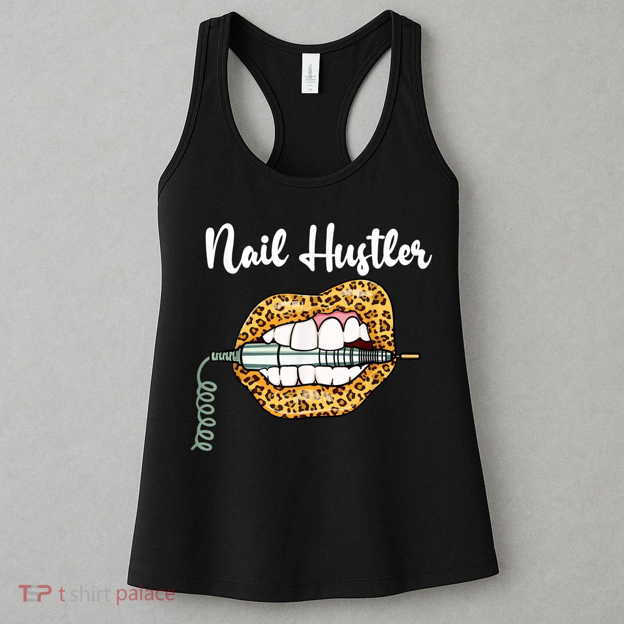 Leopard Lips With Nail Technician Drill Cool Nail Hustler Women's Tank Top