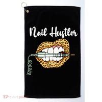 Leopard Lips With Nail Technician Drill Cool Nail Hustler Golf Towel thumb 0