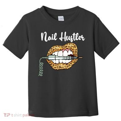 Leopard Lips With Nail Technician Drill Cool Nail Hustler Toddler T-Shirt