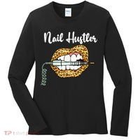 Leopard Lips With Nail Technician Drill Cool Nail Hustler Women's Long Sleeve Shirt thumb 0