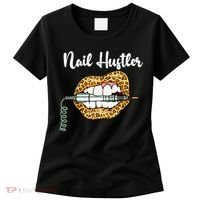 Leopard Lips With Nail Technician Drill Cool Nail Hustler Women's T-Shirt thumb 0