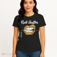 Leopard Lips With Nail Technician Drill Cool Nail Hustler Women's T-Shirt thumb 4