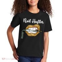 Leopard Lips With Nail Technician Drill Cool Nail Hustler Kids T-Shirt thumb 2
