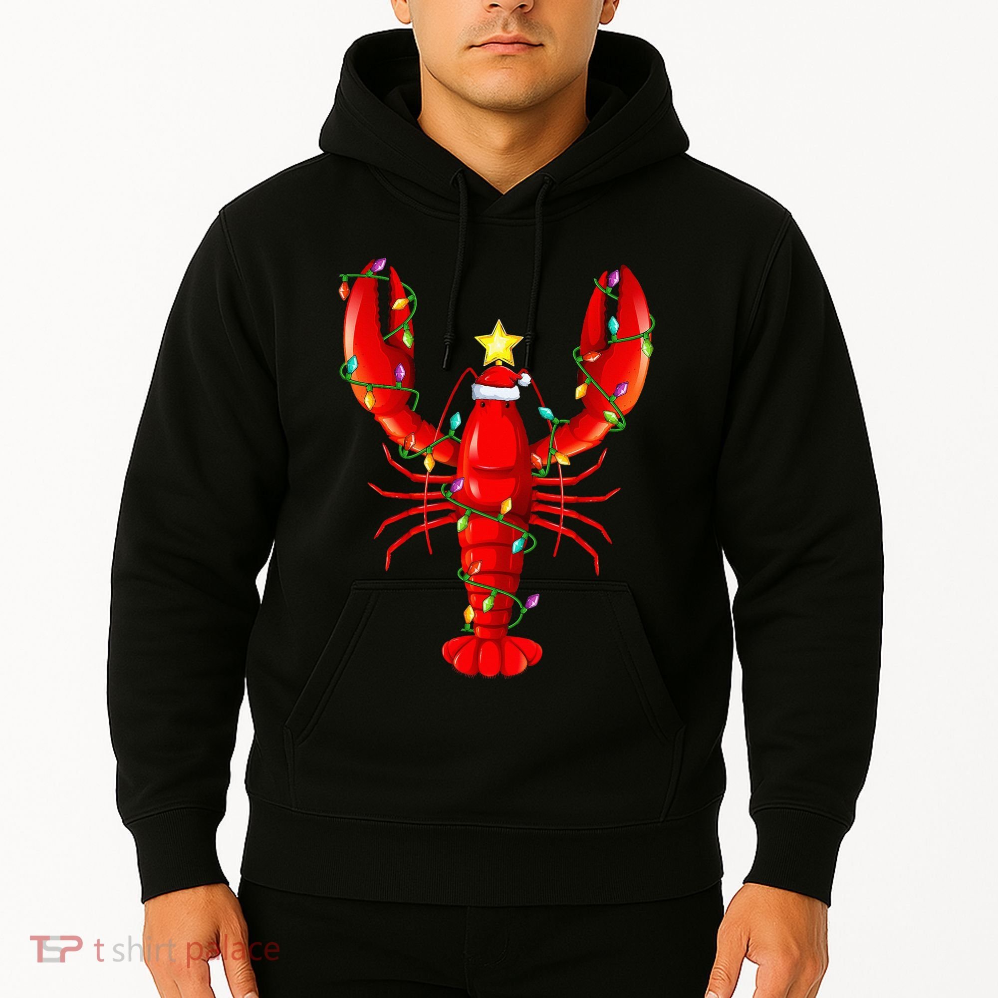 Lobster Lighting Xmas Tree Matching Lobster Christmas Hoodie