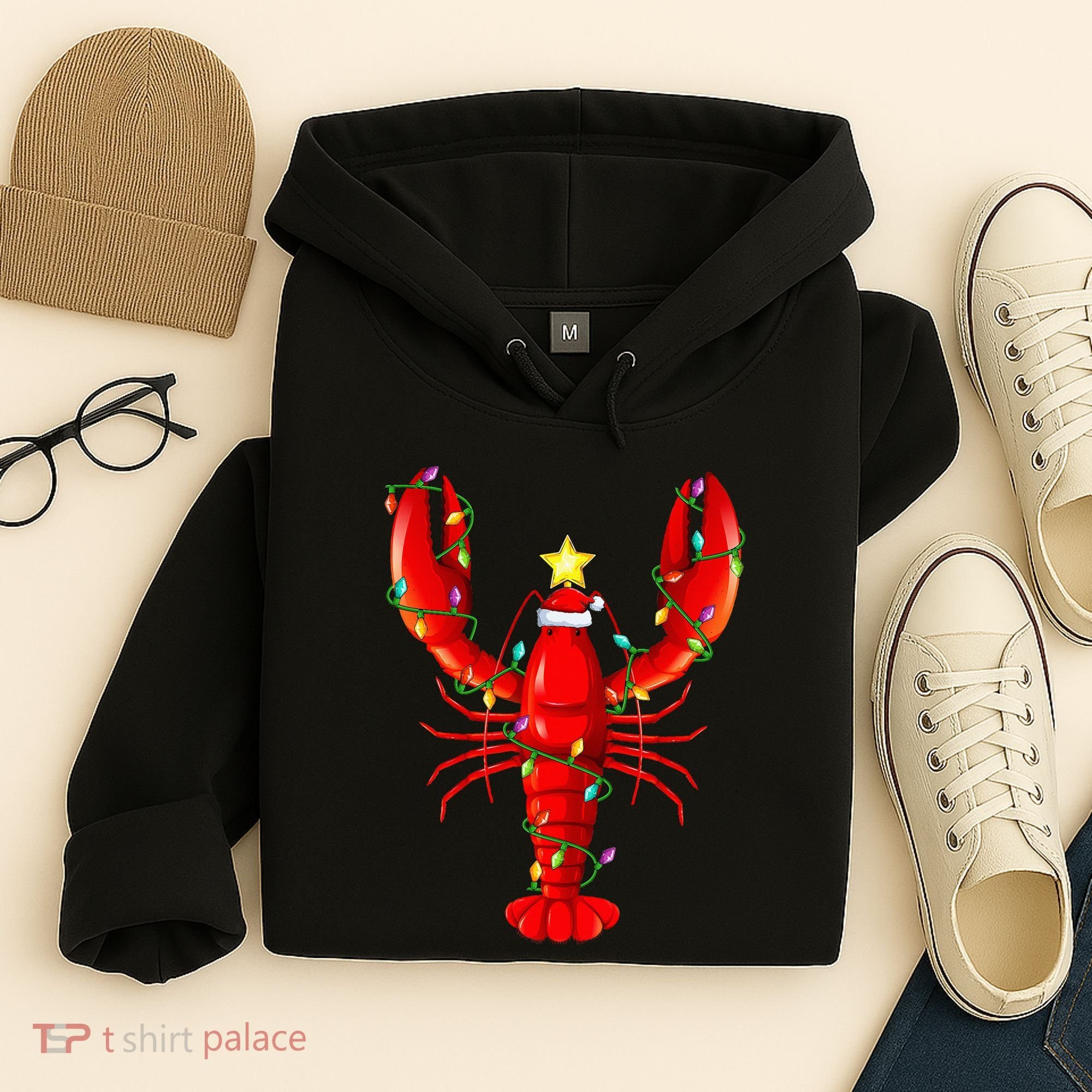 Lobster Lighting Xmas Tree Matching Lobster Christmas Hoodie