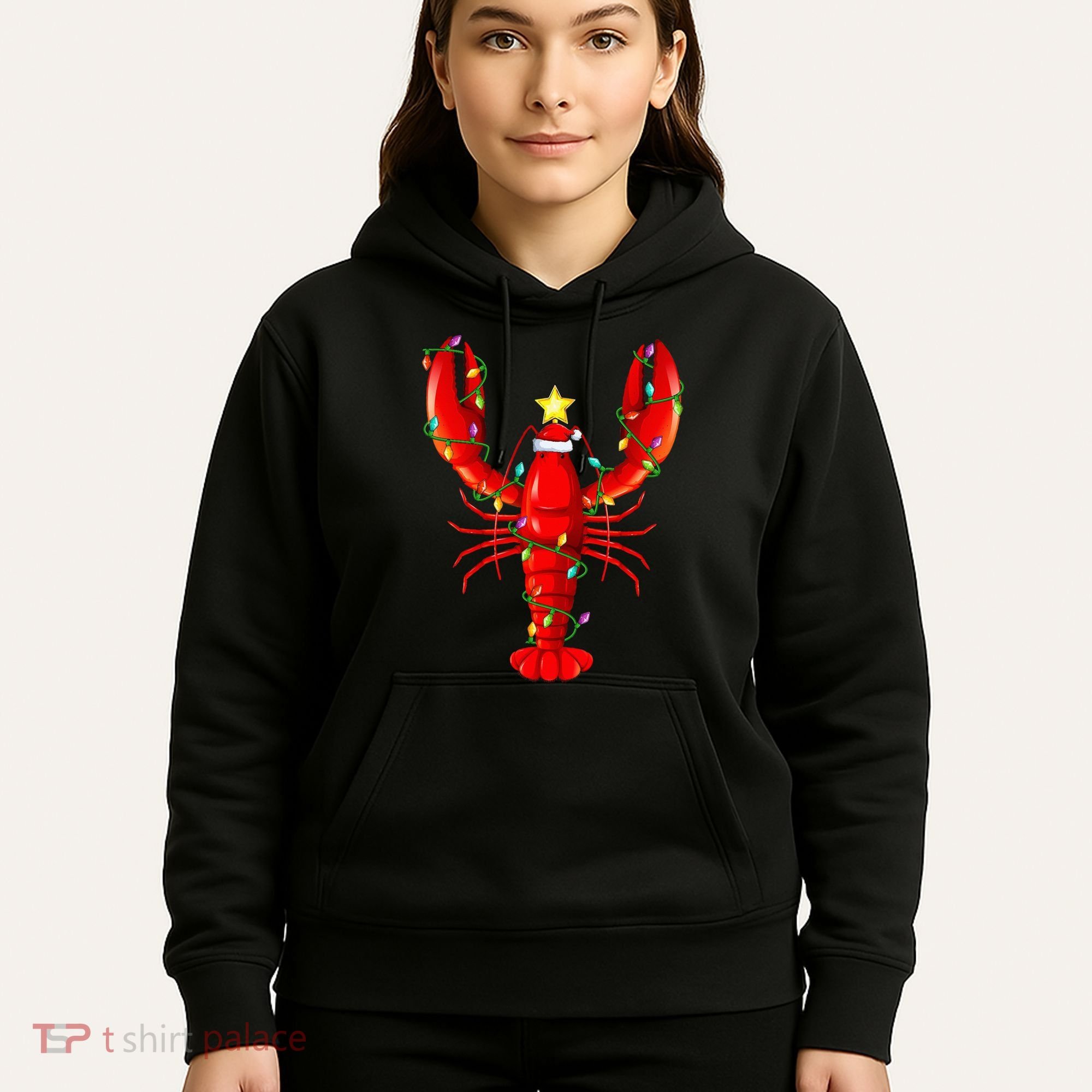 Lobster Lighting Xmas Tree Matching Lobster Christmas Hoodie