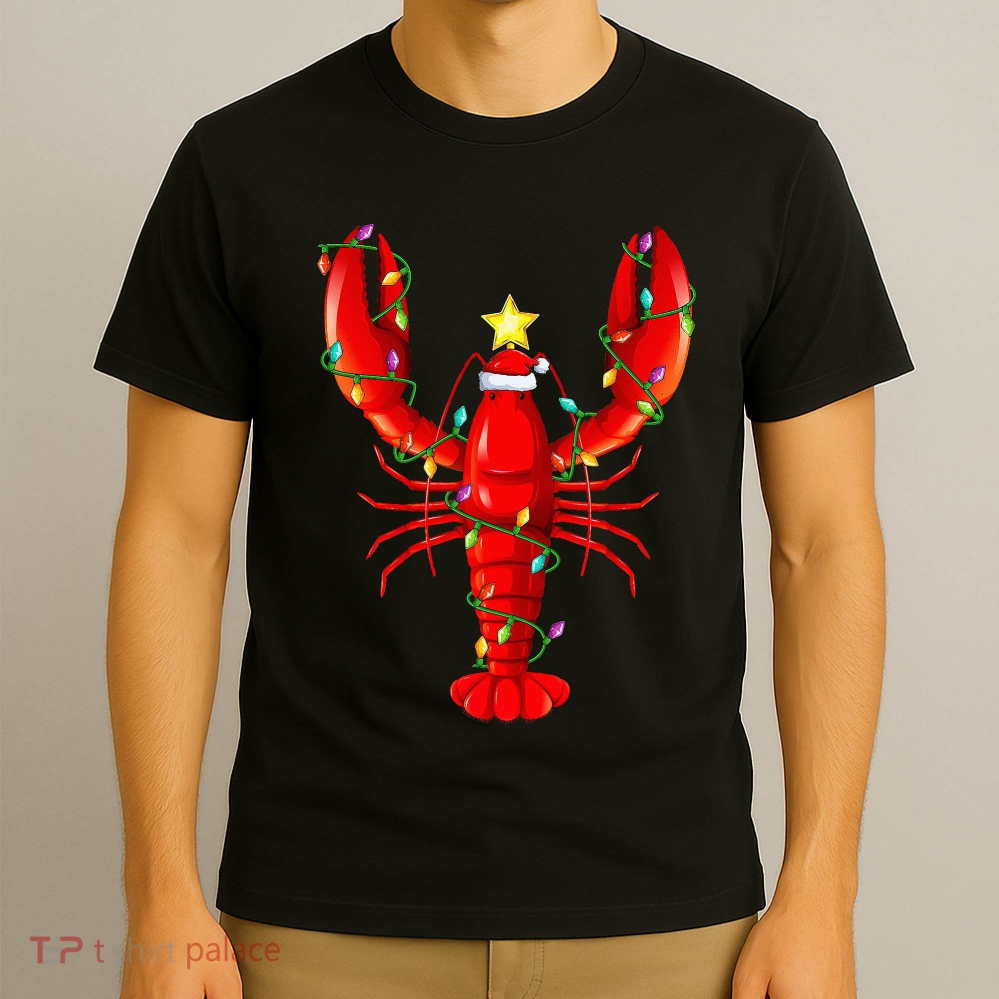 Lobster Lighting Xmas Tree Matching Lobster Christmas T-Shirt