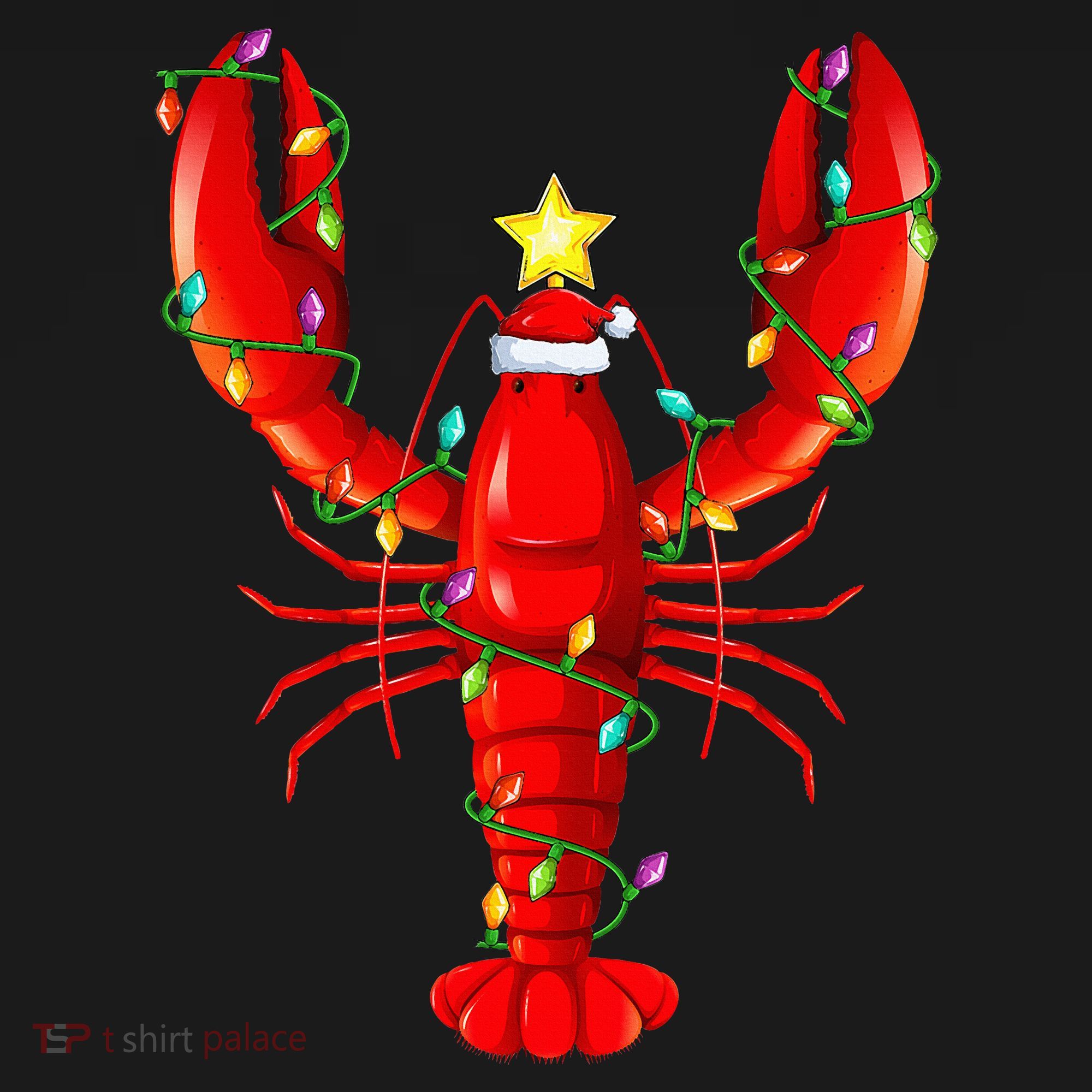 Lobster Lighting Xmas Tree Matching Lobster Christmas T-Shirt